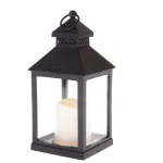 Lampáš s LED sviečkou Vintage čierna, 10 x 20 x 10cm, teplá biela, plast Lampáš s LED sviečkou Vintage čierna, 10 x 20 x 10cm, teplá biela, plast