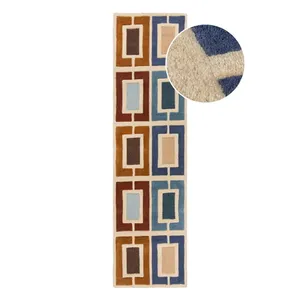 Modro-oranžový ručne tkaný vlnený behúň 60x230 cm Retro Blocks – Flair Rugs Modro-oranžový ručne tkaný vlnený behúň 60x230 cm Retro Blocks – Flair Rugs