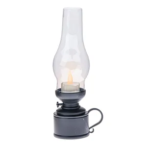 Plastový lampáš s LED sviečkou Flame, v. 24,5 cm, čierna Plastový lampáš s LED sviečkou Flame, v. 24,5 cm, čierna