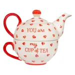 Červeno-biela keramická čajová súprava You are My Cup of Tea – Sass & Belle Červeno-biela keramická čajová súprava You are My Cup of Tea – Sass & Belle