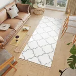 Huňatý biely vzorovaný behúň Šírka: 100 cm Huňatý biely vzorovaný behúň Šírka: 100 cm