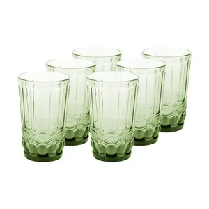 Poháre na vodu, set 6 ks, 350 ml, zelená, vintage, FREGATA TYP 6 Poháre na vodu, set 6 ks, 350 ml, zelená, vintage, FREGATA TYP 6