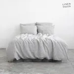 Čierno-biele ľanové predĺžené obliečky na dvojlôžko 200x220 cm - Linen Tales Čierno-biele ľanové predĺžené obliečky na dvojlôžko 200x220 cm - Linen Tales