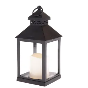 Lampáš s LED sviečkou Vintage čierna, 10 x 20 x 10cm, teplá biela, plast Lampáš s LED sviečkou Vintage čierna, 10 x 20 x 10cm, teplá biela, plast
