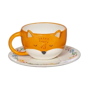 Oranžová dolomitová šálka s tanierikom Sass & Belle Finley Fox, 300 ml Oranžová dolomitová šálka s tanierikom Sass & Belle Finley Fox, 300 ml