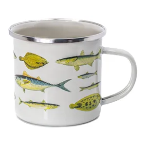 Biely/zelený hrnček 310 ml Vintage Fish – Sass & Belle Biely/zelený hrnček 310 ml Vintage Fish – Sass & Belle