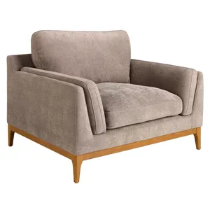 Estila Luxusné moderné kreslo Vita Naturale s retro nádychom s drevenými nožičkami a textilným hnedo sivým poťahom 123 cm Estila Luxusné moderné kreslo Vita Naturale s retro nádychom s drevenými nožičkami a textilným hnedo sivým poťahom 123 cm