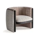 Estila Luxusné retro oblé čalúnené prešívané kreslo Paresol so staroružovým a bielo sivým poťahom s dreveným hnedým dekorom 76 cm Estila Luxusné retro oblé čalúnené prešívané kreslo Paresol so staroružovým a bielo sivým poťahom s dreveným hnedým dekorom 76 cm