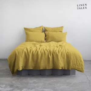 Žlté ľanové predĺžené obliečky na dvojlôžko 200x220 cm - Linen Tales Žlté ľanové predĺžené obliečky na dvojlôžko 200x220 cm - Linen Tales