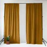 Okrovožltý/hnedý ľanový záves 140x330 cm Bronze – Linen Tales Okrovožltý/hnedý ľanový záves 140x330 cm Bronze – Linen Tales