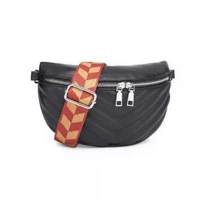 Miss Lulu dámska dizajnová crossbody ľadvinka s odnímateľným popruhom - čierna Miss Lulu dámska dizajnová crossbody ľadvinka s odnímateľným popruhom - čierna