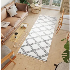 Huňatý biely vzorovaný behúň Šírka: 80 cm Huňatý biely vzorovaný behúň Šírka: 80 cm