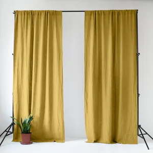 Žltý ľanový záves 140x170 cm Lemon Curry – Linen Tales Žltý ľanový záves 140x170 cm Lemon Curry – Linen Tales